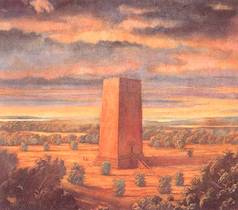 Raising the Monument, 36" x 36", oil on canvas